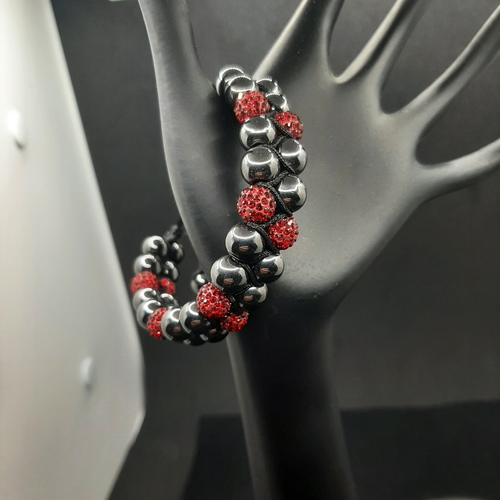 Hematite and Shamballa Sworovski Elements Bracelet Unisex